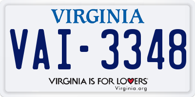 VA license plate VAI3348