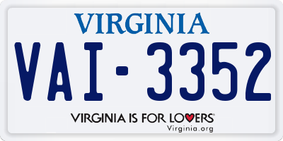 VA license plate VAI3352
