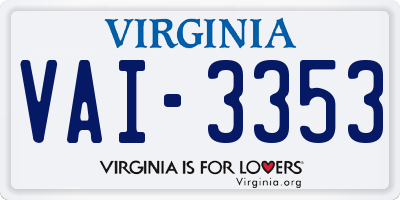 VA license plate VAI3353