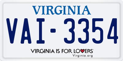 VA license plate VAI3354