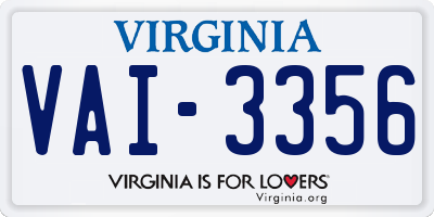 VA license plate VAI3356