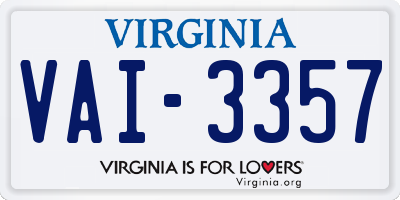 VA license plate VAI3357