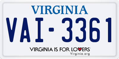VA license plate VAI3361
