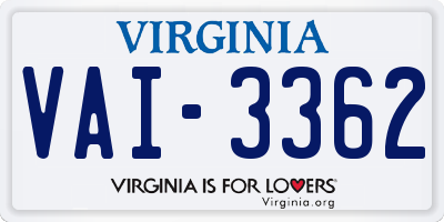 VA license plate VAI3362
