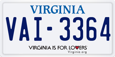 VA license plate VAI3364