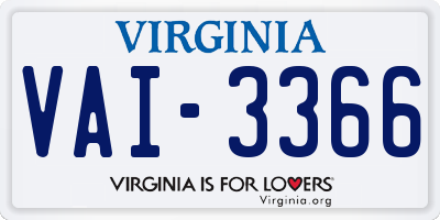 VA license plate VAI3366