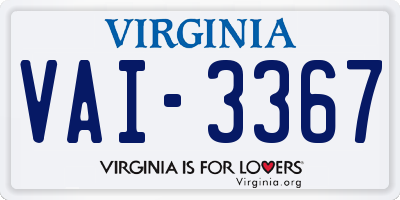 VA license plate VAI3367