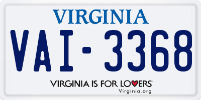 VA license plate VAI3368