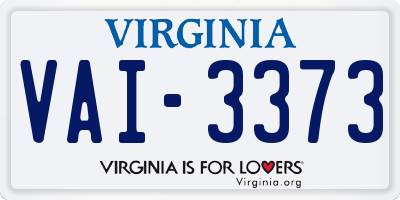 VA license plate VAI3373