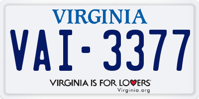 VA license plate VAI3377