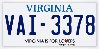 VA license plate VAI3378