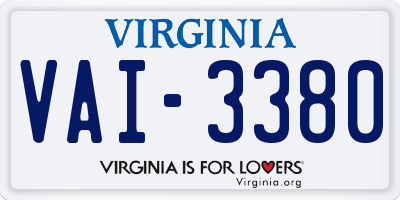 VA license plate VAI3380