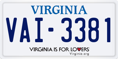 VA license plate VAI3381