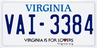 VA license plate VAI3384