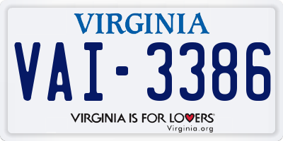 VA license plate VAI3386