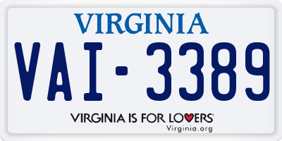 VA license plate VAI3389