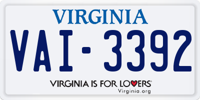 VA license plate VAI3392
