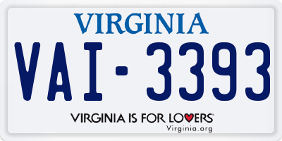 VA license plate VAI3393