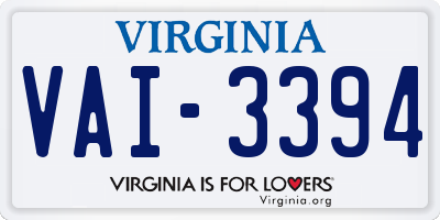 VA license plate VAI3394