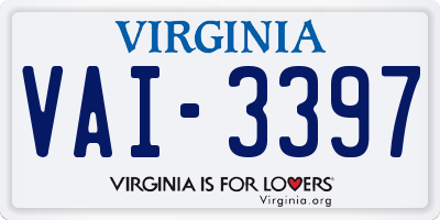 VA license plate VAI3397