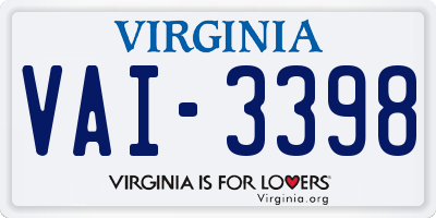VA license plate VAI3398