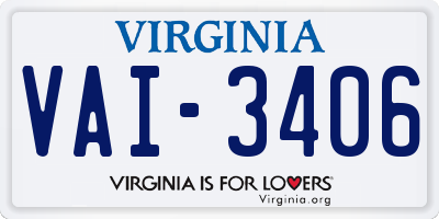 VA license plate VAI3406