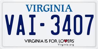 VA license plate VAI3407