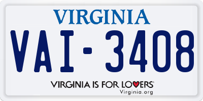 VA license plate VAI3408