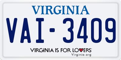 VA license plate VAI3409