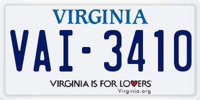 VA license plate VAI3410