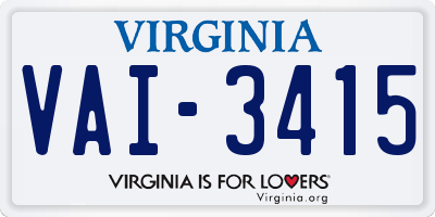 VA license plate VAI3415