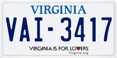 VA license plate VAI3417