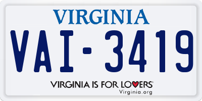 VA license plate VAI3419