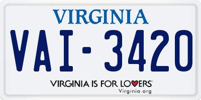 VA license plate VAI3420
