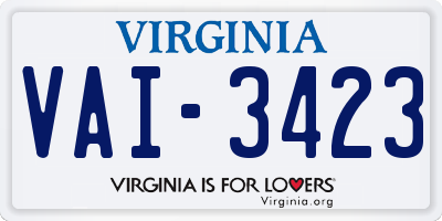 VA license plate VAI3423