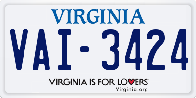 VA license plate VAI3424