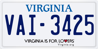 VA license plate VAI3425