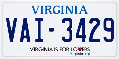 VA license plate VAI3429