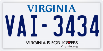 VA license plate VAI3434