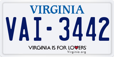 VA license plate VAI3442