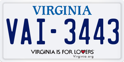 VA license plate VAI3443