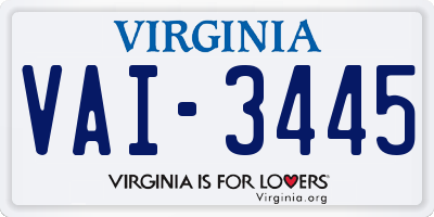 VA license plate VAI3445