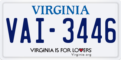 VA license plate VAI3446