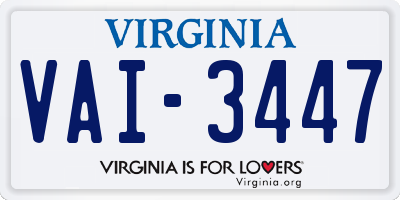 VA license plate VAI3447