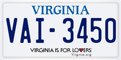 VA license plate VAI3450