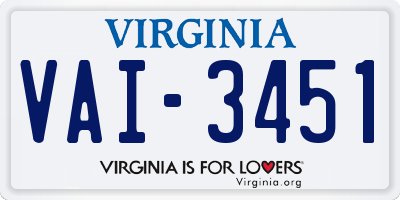 VA license plate VAI3451