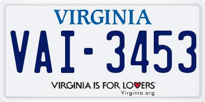 VA license plate VAI3453