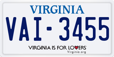 VA license plate VAI3455
