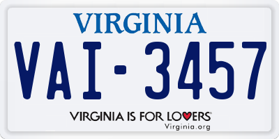 VA license plate VAI3457