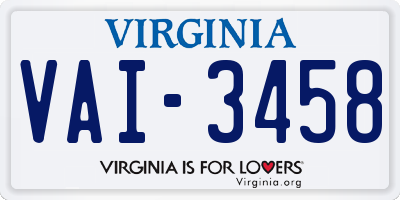 VA license plate VAI3458